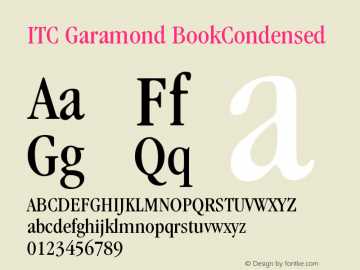 ITC Garamond Book Condensed Version 003.001 Font Sample