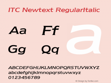 ITC Newtext Regular Italic Version 003.001图片样张