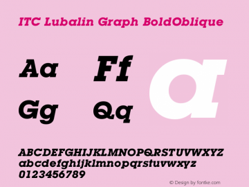 ITC Lubalin Graph Bold Oblique Version 003.001 Font Sample