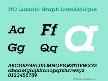 ITC Lubalin Graph Demi Oblique Version 003.001 Font Sample