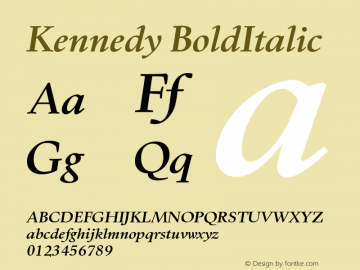 Kennedy Bold Italic Version 001.001 Font Sample