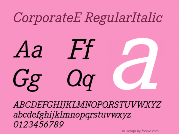 CorporateE-RegularItalic Version 001.004图片样张