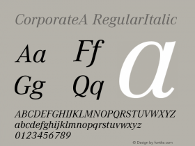 CorporateA-RegularItalic Version 001.004 Font Sample