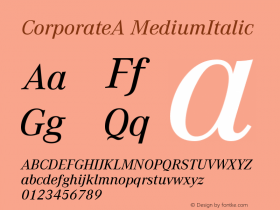 CorporateA-MediumItalic Version 001.005 Font Sample