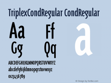 TriplexCondRegular Version 001.000 Font Sample