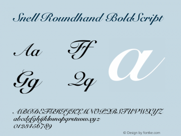 Snell Roundhand Bold Script Version 001.001 Font Sample