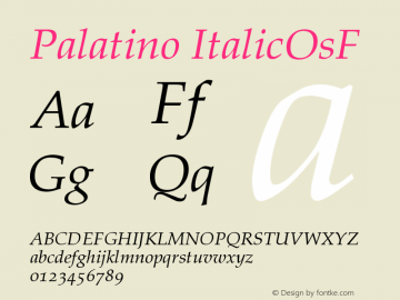 Palatino Italic Old Style Figures Version 001.001图片样张