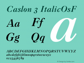 Caslon 3 Italic Oldstyle Figures Version 001.001 Font Sample