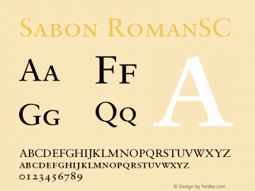 Sabon Roman Small Caps & Oldstyle Figures Version 001.000 Font Sample