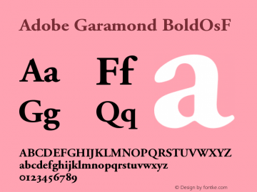 Adobe Garamond Bold Oldstyle Figures Version 001.002 Font Sample