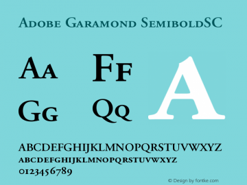 Adobe Garamond Semibold Small Caps & Oldstyle Figures Version 001.002 Font Sample