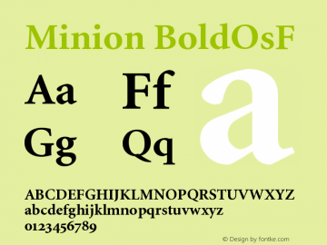 Minion Bold Oldstyle Figures Version 001.001 Font Sample