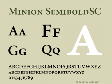 Minion Semibold Small Caps & Oldstyle Figures Version 001.001 Font Sample