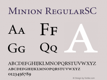 Minion Regular Small Caps & Oldstyle Figures Version 001.001 Font Sample