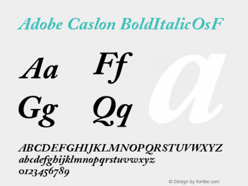 Adobe Caslon Bold Italic Oldstyle Figures Version 001.002 Font Sample