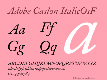 Adobe Caslon Italic Oldstyle Figures Version 001.002 Font Sample