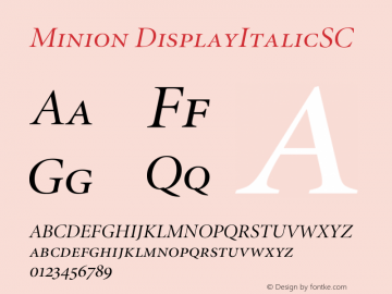 Minion Italic Display Small Caps & Oldstyle Figures Version 001.001 Font Sample
