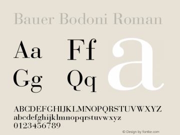 Bauer Bodoni CE Roman Version 001.000 Font Sample