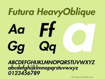 Futura CE Heavy Oblique Version 001.000 Font Sample