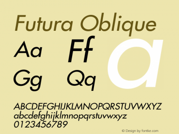 Futura CE Medium Oblique Version 001.000 Font Sample