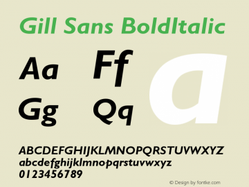 Gill Sans CE Bold Italic Version 001.000 Font Sample