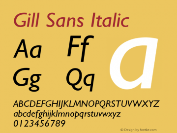 Gill Sans CE Italic Version 001.000 Font Sample