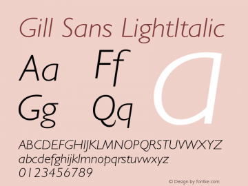 Gill Sans CE Light Italic Version 001.000 Font Sample