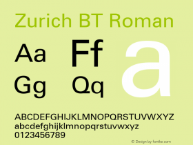Zurich BT Roman mfgpctt-v4.4 Dec 23 1998图片样张