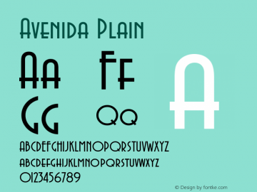 AvenidaPlain Version 001.000 Font Sample