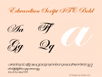 Edwardian Script ITC Bold Version 001.005 Font Sample