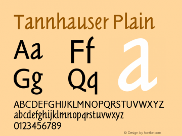 TannhauserPlain Version 001.000 Font Sample