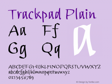 TrackpadPlain Version 001.000 Font Sample