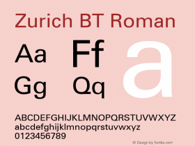 Zurich BT Roman mfgpctt-v4.4 Dec 23 1998图片样张