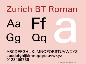 Zurich BT Roman mfgpctt-v4.4 Dec 23 1998图片样张