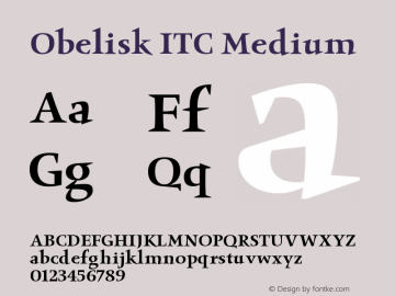 Obelisk ITC Medium Version 001.001 Font Sample