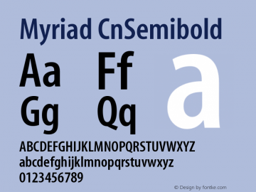 Myriad Cn Semibold Version 001.000 Font Sample