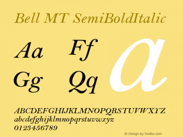 Bell MT Semi Bold Italic Version 001.004图片样张