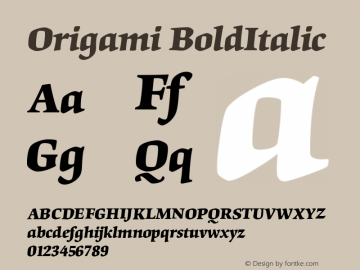 Origami Bold Italic Version 001.001图片样张