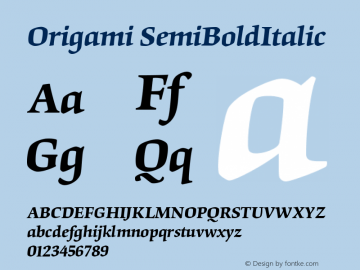 Origami Semi Bold Italic Version 001.001图片样张