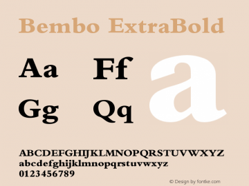 Bembo Extra Bold Version 001.000 Font Sample