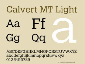 Calvert MT Light Version 001.000 Font Sample