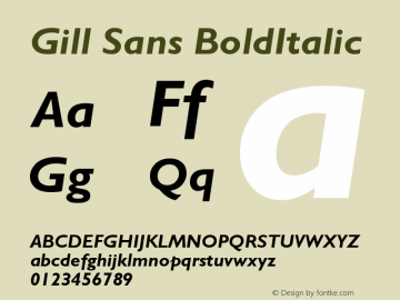 Gill Sans Bold Italic Version 001.003 Font Sample