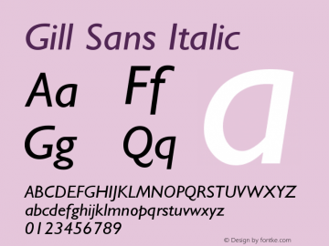 Gill Sans Italic Version 001.003 Font Sample