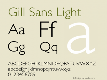 Gill Sans Light Version 001.002 Font Sample