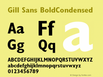 Gill Sans Bold Condensed Version 001.002 Font Sample