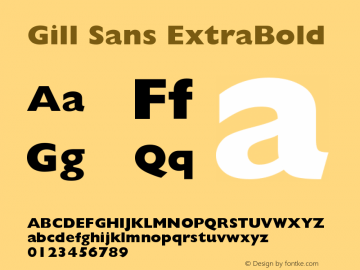 Gill Sans Extra Bold Version 001.002 Font Sample