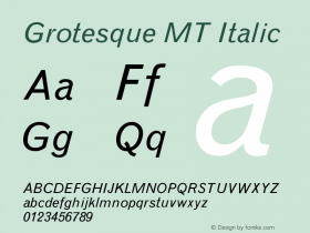 Grotesque MT Italic Version 001.000 Font Sample