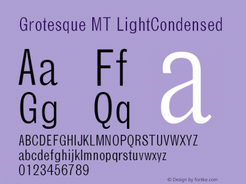 Grotesque MT Light Condensed Version 001.000 Font Sample