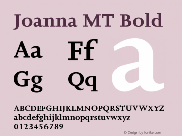 Joanna MT Bold Version 001.001 Font Sample