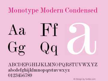 Monotype Modern Condensed Version 001.000 Font Sample